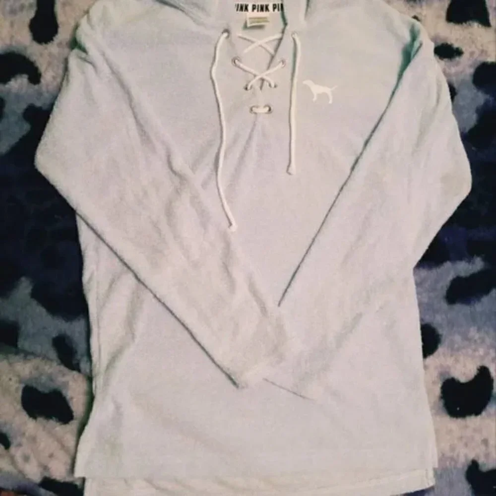 VS PINK BABY BLUE OVERSIZED HOODIE